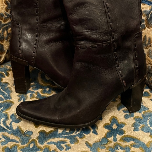 Vintage 90’s Browns couture dark brown tall leather boots size 9 - Picture 1 of 4